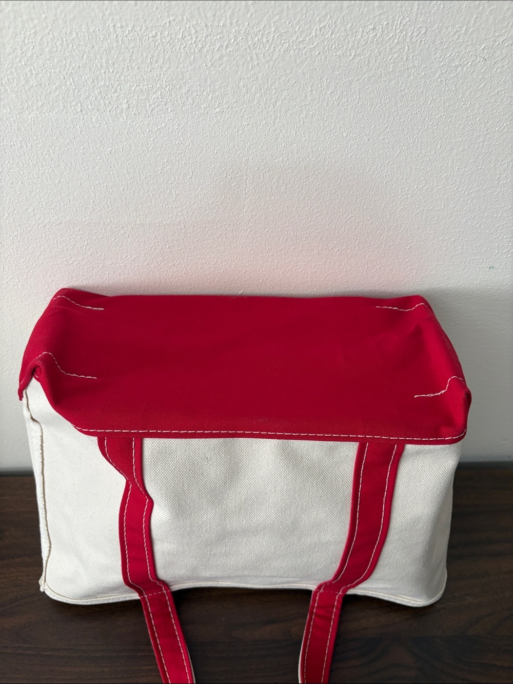 L.L.Bean- Canvas Tote Bag with Red Trim - Women Bags- medium tote - Picture 6 of 6
